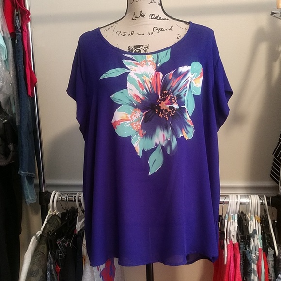 Artisan Ny Tops - 🎈💲Trend Purple Flowered Plus Sz Blouse, EUC,  2x
